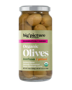 Big Picture Foods Pitted Organic Green Amfissa Olives Jar
