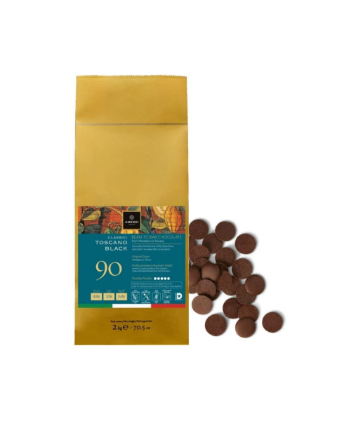Amedei Tuscany Gocce Dark Chocolate 90% 2 KG Drops 6/70.5 OZ
