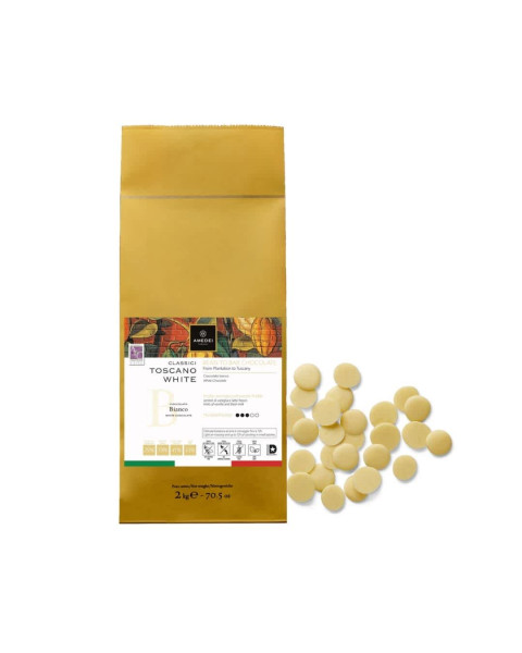 Amedei Tuscany Gocce White Chocolate 2 KG Drops 1/70.5 OZ