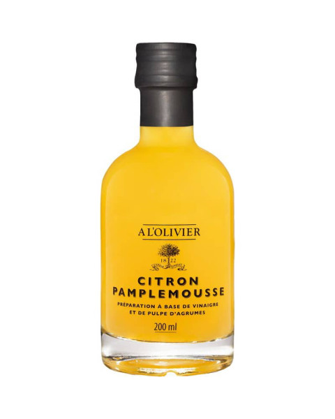 A L'Olivier Lemon Grapefruit Fruit Vinegar 6/200 ML (8.45 FL. OZ.) Glass Bottles