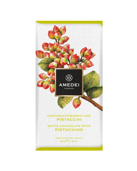 Amedei White Chocolate with Pistachios,  1/1.75 OZ 