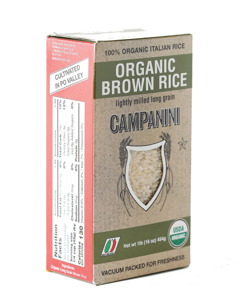 Riseria Campanini Organic Brown Rice 12/1 LB (16 OZ) Boxes