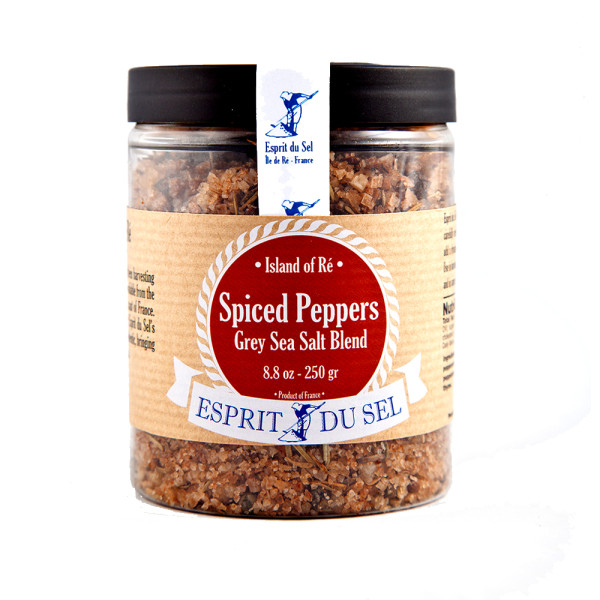 Esprit du Sel Spiced Peppers Grey Sea Salt Blend with Organic Peppers